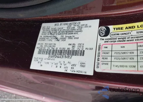 2012 Ford Fusion Se z USA, uszkodzony, nr VIN 3FAHP0HA4CR194957